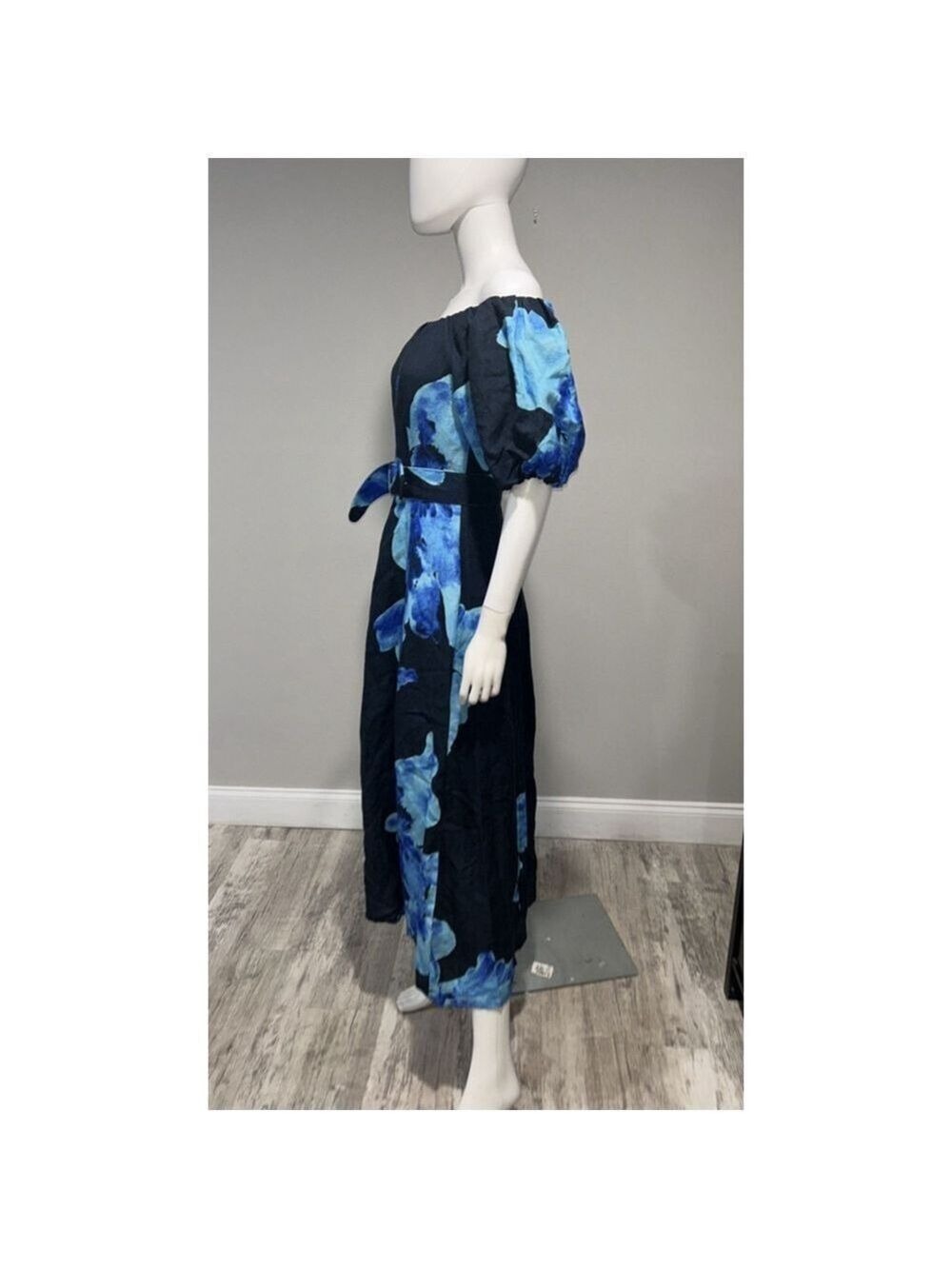 Nicholas the Label Blue Santha Floral Off-the-Shoulder Midi Dress Size 6 - Picture 9 of 13